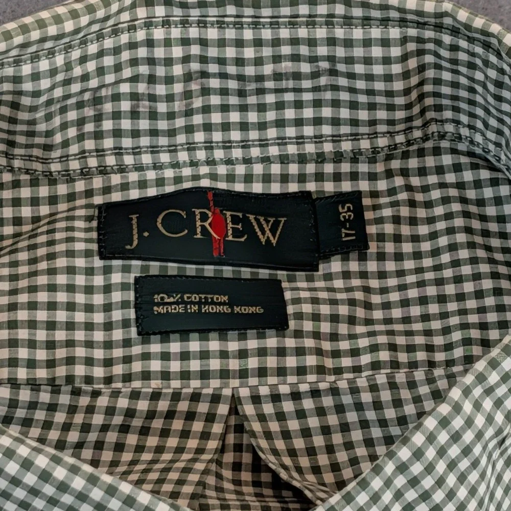 J. Crew Mens‎ Button Down Shirt Szie 17 35 Casual Classic Fit Gingham Check